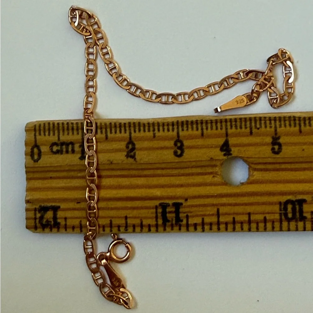 925 Silver 7.5” 3mm marine chain bracelet 14k rose gold plated unisex